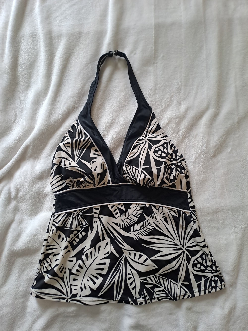 Black & White Tropical Halter Camisole
